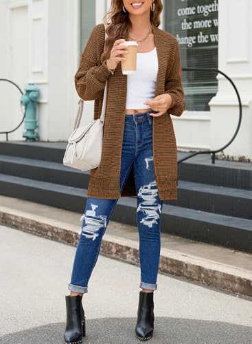 Sidefeel Cardigan Sweaters for Women 2026 Fall Outfits - color: Brown, size: Medium