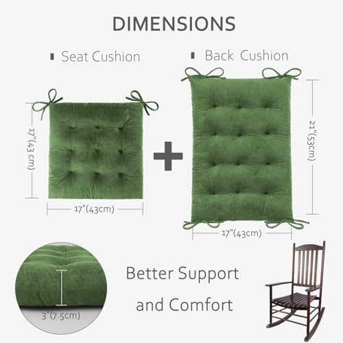 ELFJOY Rocking Chair Cushions Tufted High Back and Seat Cushion Green - color: Green