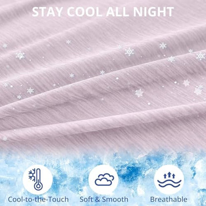 Sasttie Cooling Pregnancy Pillow Cover for 57-inch Maternity Pillow, Pink - color: Pink