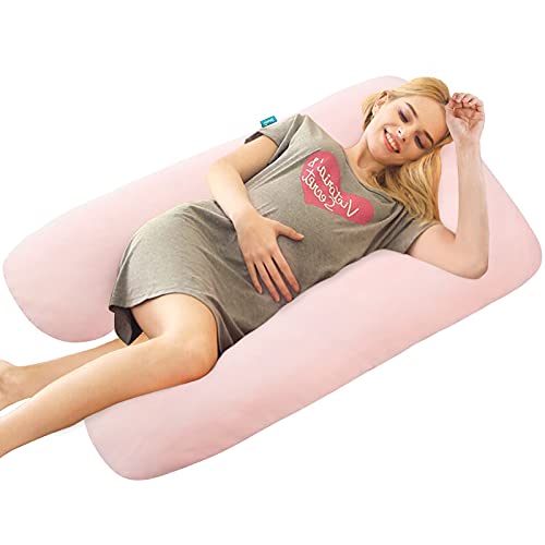 Pregnancy Pillow Cover U-Shaped 100% Cotton (ONLY Pillowcase), Pink - color: Pink, size: U-Shape