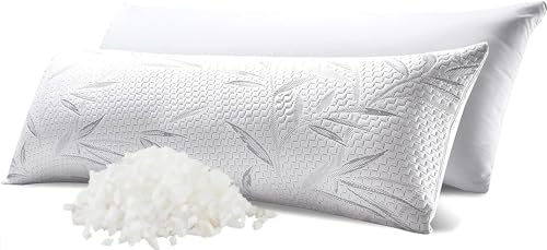 WhatsBedding Memory Foam Body Pillow with Cover, Long Bed Pillow for Adults - color: Grey Leaf