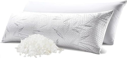 WhatsBedding Memory Foam Body Pillow with Cover, Long Bed Pillow for Adults - color: Grey Leaf