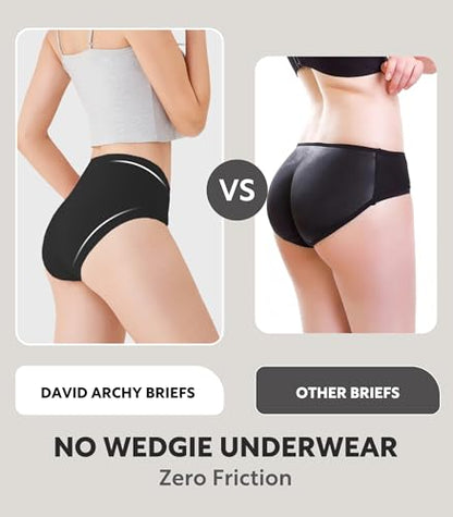 DAVID ARCHY Women's Bamboo Rayon Briefs, High-Waisted Underwear, 4/6 Pack - color: Black, size: Small