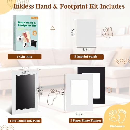 Nabance Baby Footprint Kit, Inkless Baby Hand and Footprint Kit, 4 Pack - size: 4-Pack, Regular 2.3" x 3.7"
