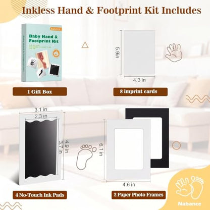 Nabance Baby Footprint Kit, Inkless Baby Hand and Footprint Kit, 4 Pack - size: 4-Pack, Regular 2.3" x 3.7"