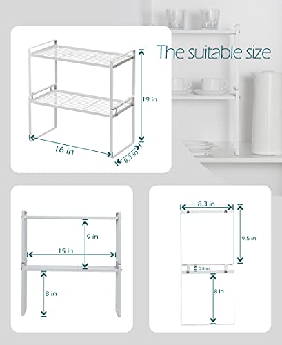 Shantton Cabinet Shelf Organizer, Pantry Shelf Rack, White 16x8.3x9.5 - color: White, size: L16" W8.3" H9.5"