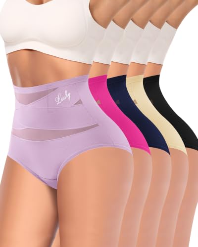 Womens Tummy Control Underwear High Waisted Shapewear 4/5 Pack - color: Black,nude,blue,purple,pink, size: Small