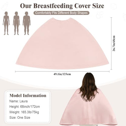 Basumee Nursing Cover for Breastfeeding Breathable Mesh 360 Full Privacy - color: Soft Pink, size: 1 Pack