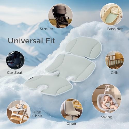 Momcozy Universal Stroller Cooling Pad, Detachable 2-Piece Cushion - color: Light Gray, size: Cooling Pad