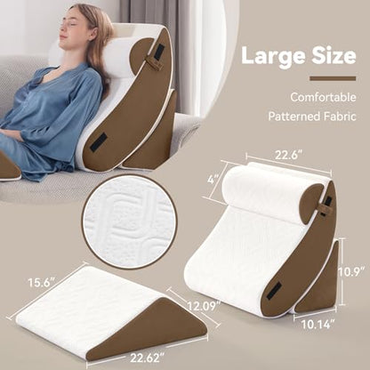 Negwoo 4PCS Wedge Pillow Set for After Surgery,Bed Wedge Pillow, Brown - color: Brown, size: 4 PCS-Standard