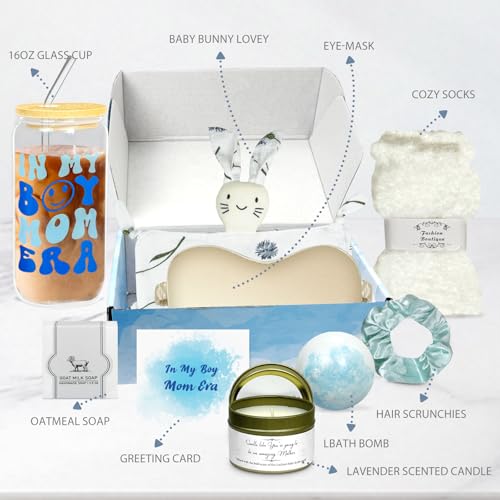 Boy Mom Gifts for New Mom Gifts for Women After Birth Pregnancy W Glass Cup - color: White