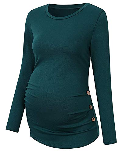 Chuanqi Womens Maternity Shirt Fall Long Sleeve T-Shirts Pregnancy Clothes - color: A-green, size: Medium