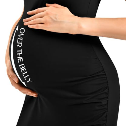 CADITEX Women's Tank Top Maternity Dress Ruched Pregnancy Clothes - color: Navy, size: Large