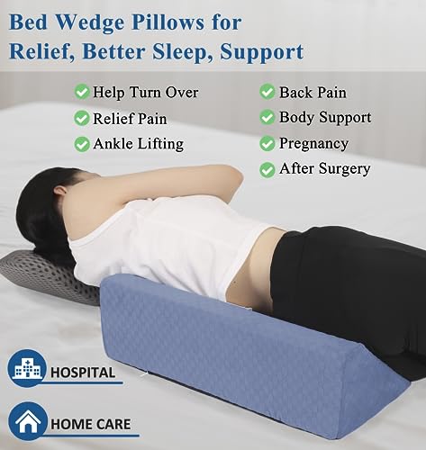 Bed Wedge Pillow for Side Sleepers, Body Position Wedges - color: Light Blue