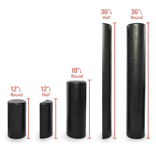 OPTP AXIS Firm Density Foam Roller – Round, Black, 36" x 6" - color: Black - 36" X 6" Round