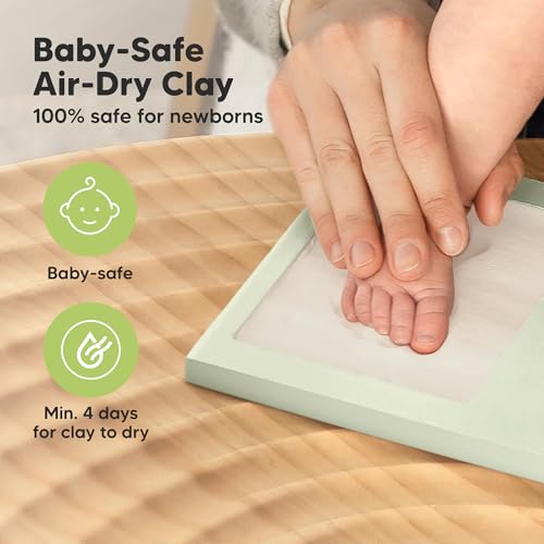 KeaBabies Baby Hand and Footprint Kit, Clay Keepsake Frame (Sage) - color: Sage, size: Duo Frame, 13" x 7.8"