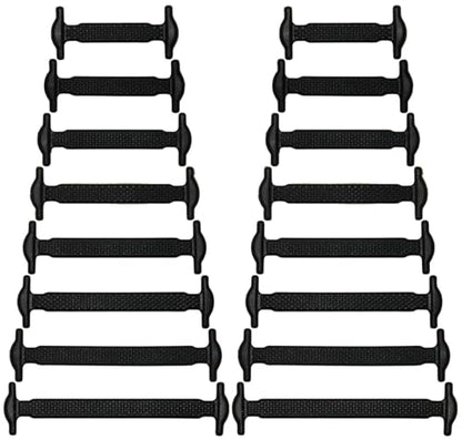 No Tie Shoelaces for Kids and Adults Stretch Silicone Elastic No Tie Shoe Laces - color: Black