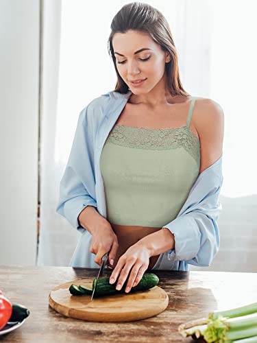 Bencailor 4 Pcs Lace Cami Top - color: Black, Dark Gray, Olive Green, White, size: Large