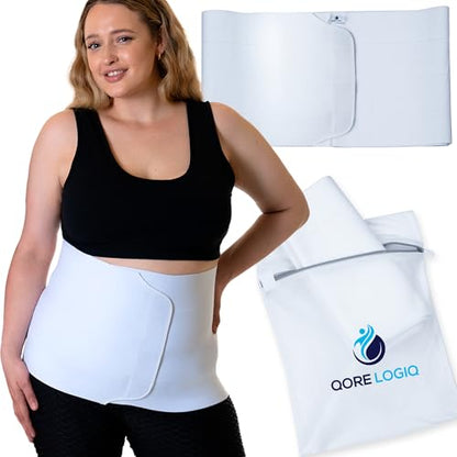 QORE LOGIQ Plus Size Abdominal Binder Post Surgery (White, XX-Large, 12") - color: White, size: XX-Large