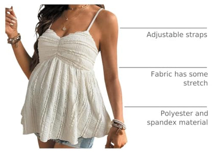 MakeMeChic Women's Maternity Babydoll Tank Tops Peplum Ruffle Cami Top - color: Apricot, size: X-Large