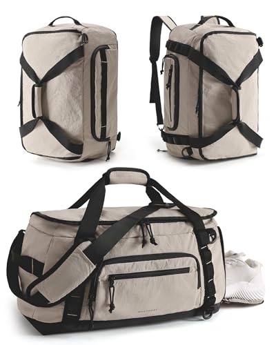BAGSMART 4-IN-1 Gym Bag for Women Men, TSA Duffle Bag for Travel - color: Camel
