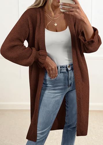 KIRUNDO Long Cardigans for Women Oversized Open Front Coats - color: Brown, size: Small