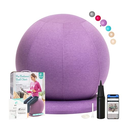 ProBalanceΩ Ball Chair, Yoga Ball Chair Exercise Ball Chair with Slipcover and Base for Home Office Desk, Birthing & Pregnancy, Stability Ball & Balance Ball Seat to Relieve Back Pain, Multiple color size - color: Amethyst Purple, size: 75cm (Height 5'11"