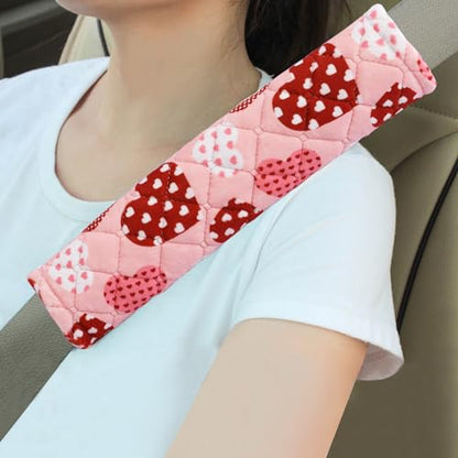 Amooca 2 Pack Seat Belt Covers Soft Shoulder Pad for Cars & Backpack - color: Pink Heart