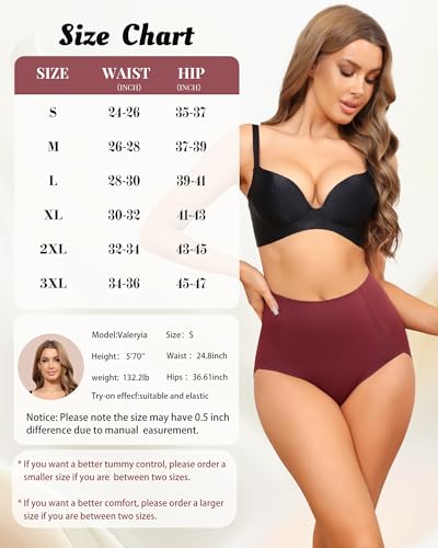 LEVAO Women's High Waisted Underwear Slightly Tummy Control Postpartum Panties Full Coverage Comfort Briefs (S-3XL) - color: Black,reddish Brown, size: X-Large