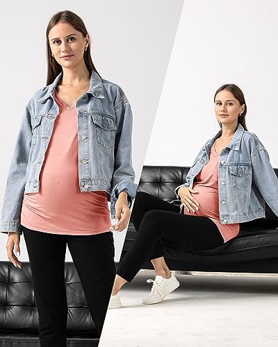 Rnxrbb 3 PCS Short Sleeve Maternity Shirts Summer Pregnancy Tops Clothes - color: 4-pink&black&gray, size: Small