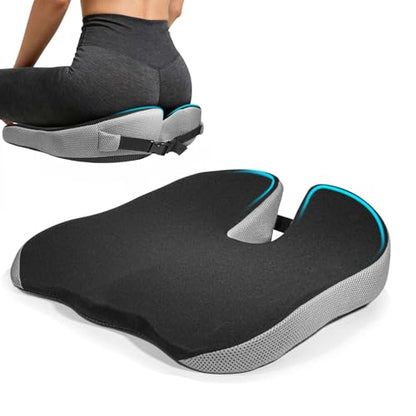 Seat Cushion for Office Chair, Wedge Car Seat Cushion, Memory Foam Truck Seat Cushion for Sciatica Tailbone Pain Relief, Long Driving, Coccyx