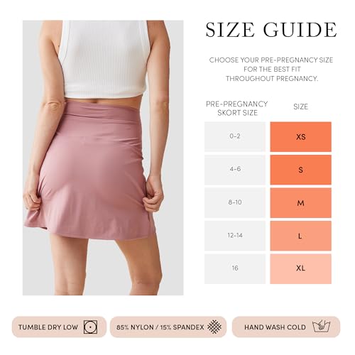 Ingrid & Isabel Basics Active Maternity Skort - color: Dusty Rose, size: X-Large