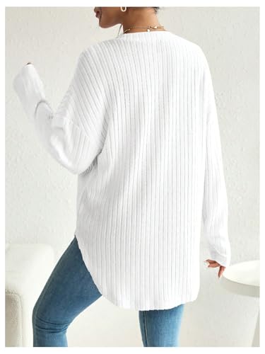 MakeMeChic Women's Maternity Shirts Knit Button Down Nursing Top - color: White, size: Large