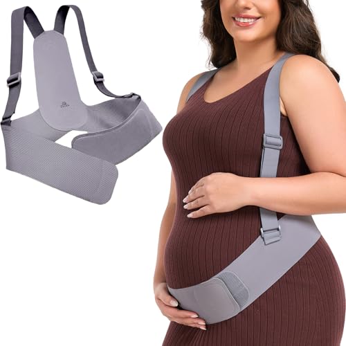 Belly Bands for Pregnant Women with Adjustable Support Brace Straps - color: Grey L