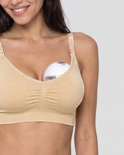 Stelle Nursing Bras Maternity Bralette Seamless for Breastfeeding - color: 1 Pack Beige, size: Large