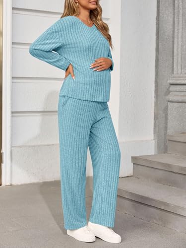 Yousify Womens Maternity Pajamas Sets 2 Piece Outfits - color: Blue, size: Small