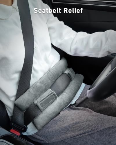 BELINOUS Hysterectomy Seat Belt Pillows for Post Abdominal Surgery (Gray) - color: Gray, size: Large