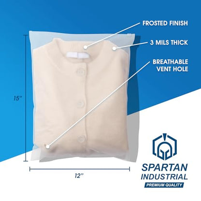 12” X 15” (250 Count) 3 Mil Frosted Reclosable Zip Plastic Bags - size: 12" X 15"