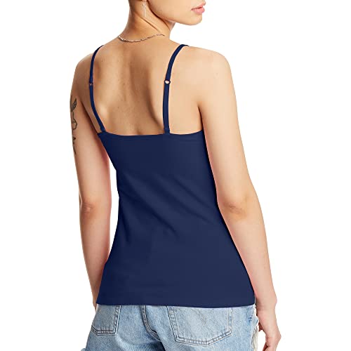 Hanes Women's Cami with Built-in Shelf Bra, Stretch Cotton Camisole, Adjustable Straps - color: Navy -1 Pack, size: Medium