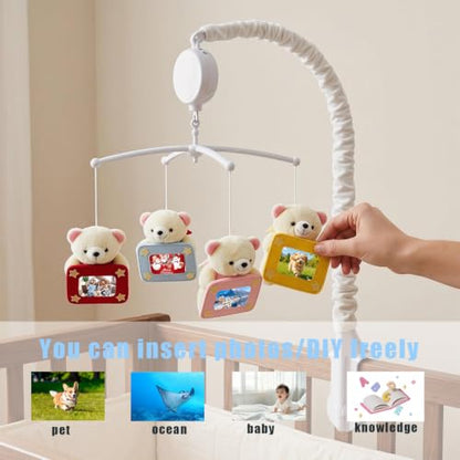 Baby Crib Mobile with DIY Photos Display for Girl Mobile Musical