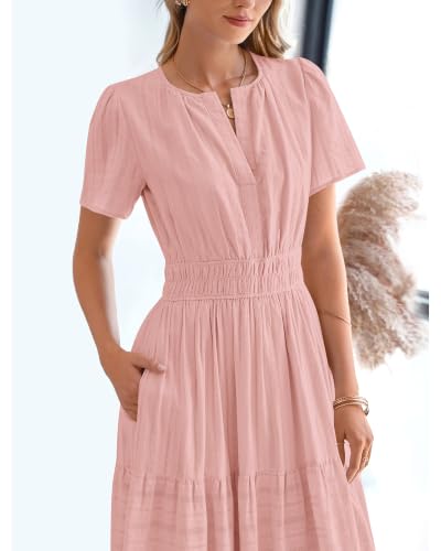 BTFBM Womens Summer 2026 Casual Maxi Dresses - color: Bean Paste Pink, size: Small