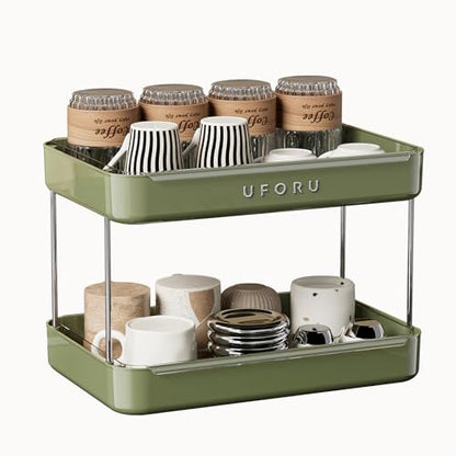 UFORU Countertop Coffee Station Organizer,Cup Rack,Mug & Wine Glass Holder - color: Green