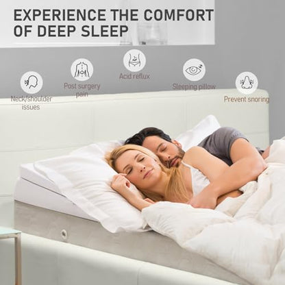 SUNYRISY Adjustable Wide Size Bed Wedge Pillow Wedge Mattress Topper - size: Queen 60*32*7.5in