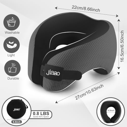 Ergonomic Travel Pillow,100% Memory Foam Travel Neck Pillow for Airplanes