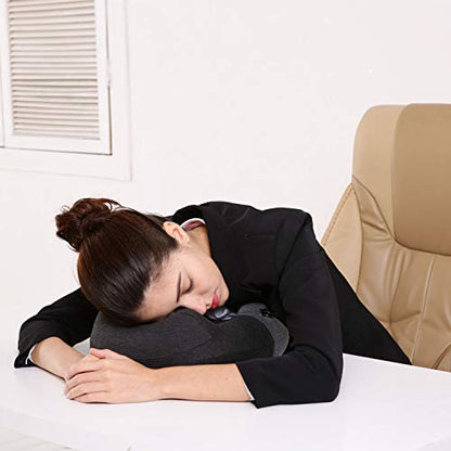 Keemall Inflatable Travel Neck Pillow for Airplane, Car & Long Flight Sleep - color: Light Grey, size: Medium