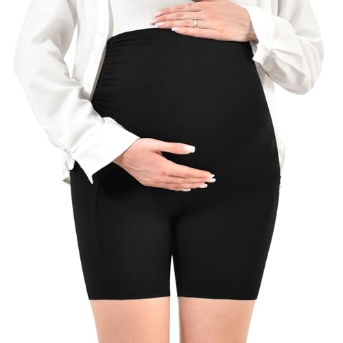 Walifrey Maternity Shorts with Pockets Over the Belly - color: Plum Purple, size: Medium