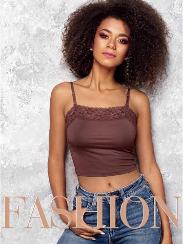 Bencailor 4 Pcs Lace Cami Top - color: Beige, Pink, Brown, Black, size: Large