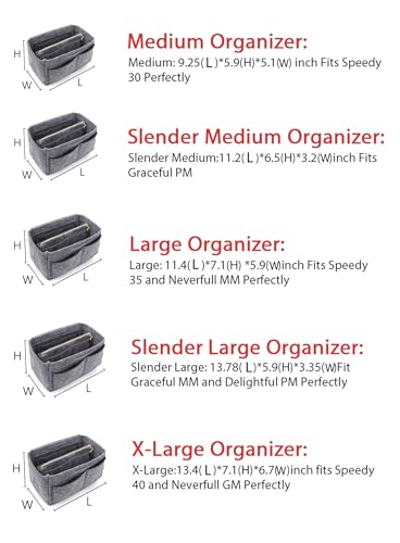 LEXSION Felt Purse Organizer Insert, Tote Bag Shaper Dividers with 5 Sizes - color: Grey, size: Medium