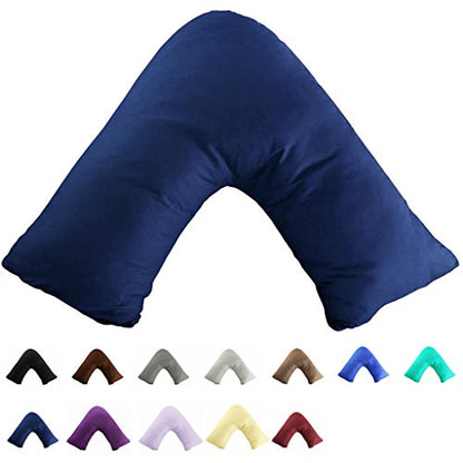 TAOSON Navy Blue 100% Cotton 300 Thread Count V Shaped Boomerang Pillowcase - color: Navy Blue