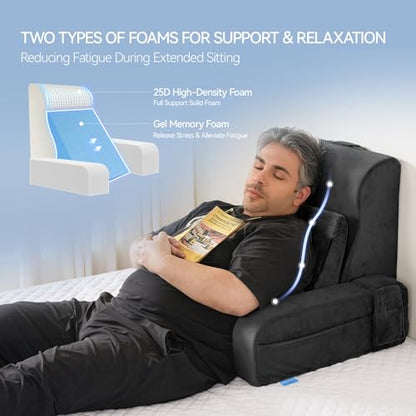 Kayfia Reading Pillow, Gel Memory Foam Back Rest Pillow, 21'', Black - color: Black, size: Large(21'')